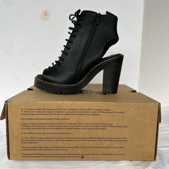 NIB DR MARTENS 7 CARMELITA OPEN TOE HEELS - Picture 4 of 8
